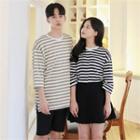 Couple Ringer 3/4-sleeve Stripe T-shirt
