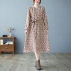 Long-sleeve Round-neck Floral Print Dress
