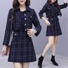 Set: Plaid Buttoned Jacket + Dress