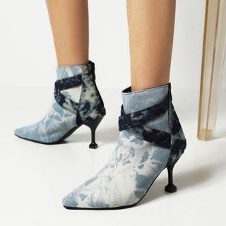 Kitten Heel Tie-dyed Ankle Boots