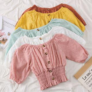 Boatneck Smocked Shirt