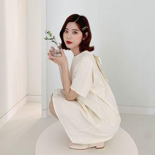 Beribboned Plain A-line Dress