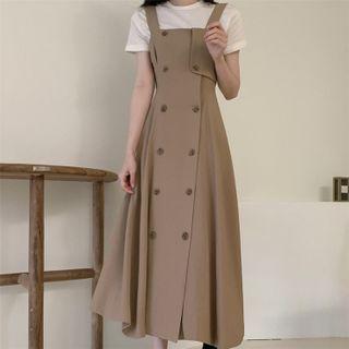 Short-sleeve T-shirt / Midi Overall Dress