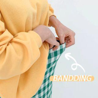 Band-waist Chiffon-hem Gingham Skirt