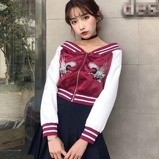 Embroidered Off-shoulder Jacket