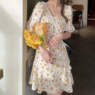Floral Print Mini A-line Dress / Midi A-line Dress / Cardigan