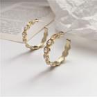 Faux Pearl Alloy Open Hoop Earring 1 Pair - Ear Studs - One Size