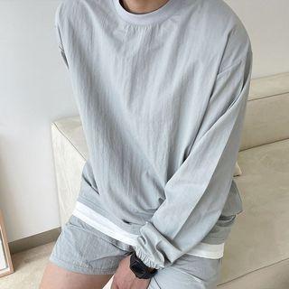 Layer-hem Nylon Pullover