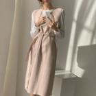 V-neck Tie-waist A-line Pinafore Dress