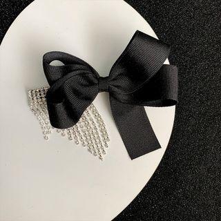 Bow Detail Rhinestone Tassel Hair Clip As Shown In Figure - One Size