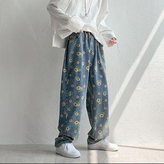 High-waist Drawstring Floral Printed Pants