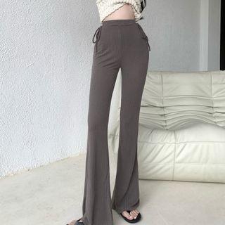 Tie-side High-waist Boot-cut Pants