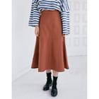 Band-waist Long Flare Skirt