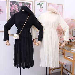 Cowl-neck Ruched Chiffon Dress