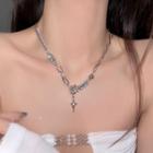 Rhinestone Star Necklace Necklace - Star - Silver - One Size