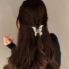 Butterfly Rhinestone Faux Pearl Alloy Hair Clamp 01 - Butterfly Rhinestone Hair Clamp - Gold - One Size