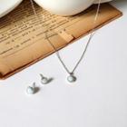 925 Sterling Silver Stone Pendant Necklace / Ear Stud