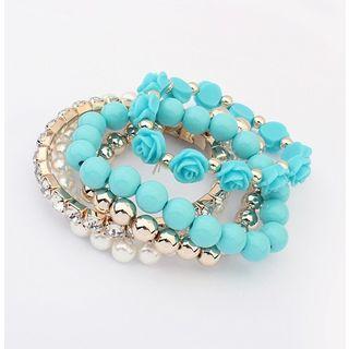 Rhinestone Flower Bracelet Set