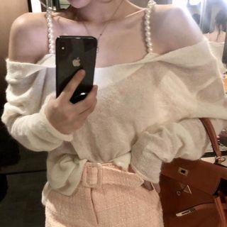 Pearl Off-shoulder Top Off-white - One Size