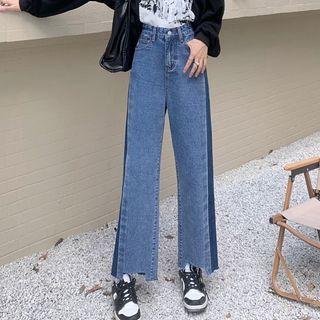 Mid Rise Two Tone Jeans