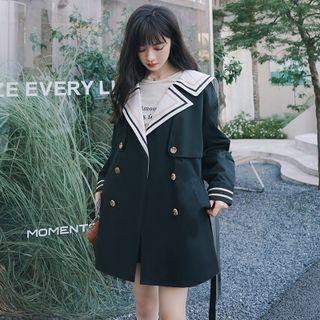 Sailor Collar Double Breasted Trench Jacket