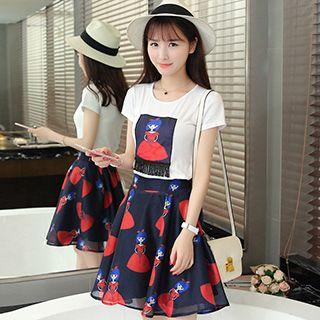 Set: Applique T-shirt + Print Skirt
