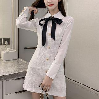 Long-sleeve Ribbon Bow Mini Dress