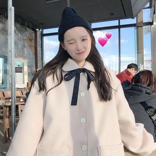 Buttoned Pocket Coat Coat - Beige - One Size