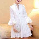 V-neck Bell-sleeve A-line Dress