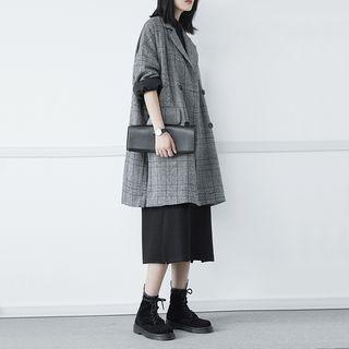 Double-breasted Zipper-side Houndstooth Light Jacket