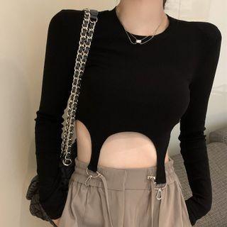 Hook Applique Crop Knit Top