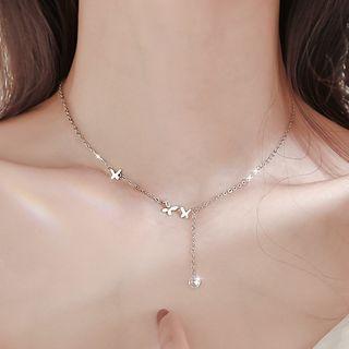 Butterfly Rhinestone Sterling Silver Choker
