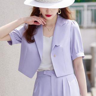 Short-sleeve Blazer / Wide Leg Pants / Camisole Top / Set