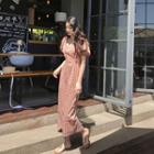 Puff-sleeve Plaid Dress