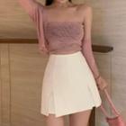Sheer Crop Shirt / Tube Top / Mini A-line Skirt