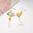Non-matching Alloy Fan Dangle Earring