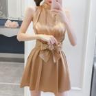 Bow Accent Halter Neck Dress