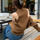 Set: Sleeveless Mock-neck Knit Vest + Shawl