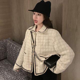 Plaid Tweed Jacket White - One Size