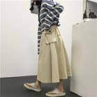 Side-pocket Plain Maxi Skirt