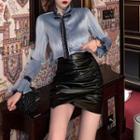 Flare-sleeve Striped Shirt