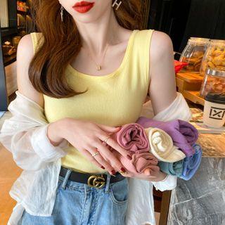 U-neck Knit Tank Top In 9 Colors