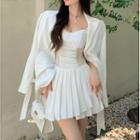 Ruffle Strap Paneled A-line Dress / Blazer