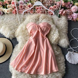 Plain Bandeau A-line Dress