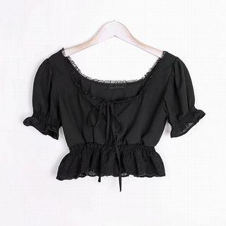 Frilled Chiffon Crop Top