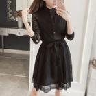 Long-sleeve Stand Collar Lace Dress