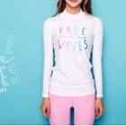 Swim Set: Long-sleeve Lettering Top + Pants