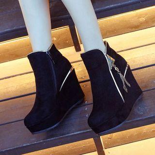 Metal-accent Wedge Ankle Boots