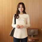 Letter-printed Round-hem T-shirt