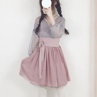 Lace Trim Strappy Dress / Set: Lace Trim Strappy Dress + Cross Front A-line Dress